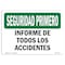 Signmission OSHA Sign, Report All Accidents Spanish, 5in X 3.5in Decal, 10PK, 3.5" W, 5" L, Landscape, PK10 OS-SF-D-35-L-10853-10PK - alternate 1